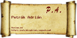 Petrák Adrián névjegykártya